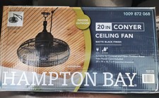 Hampton Bay Conyer 20 in Ceiling Fan Matte Black Indoor Outdoor 3-Blade