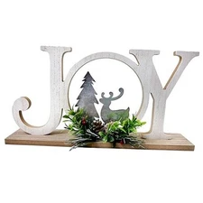 Christmas Table Decorations Joy Farmhouse Christmas Tree Elk JOY with Wreath