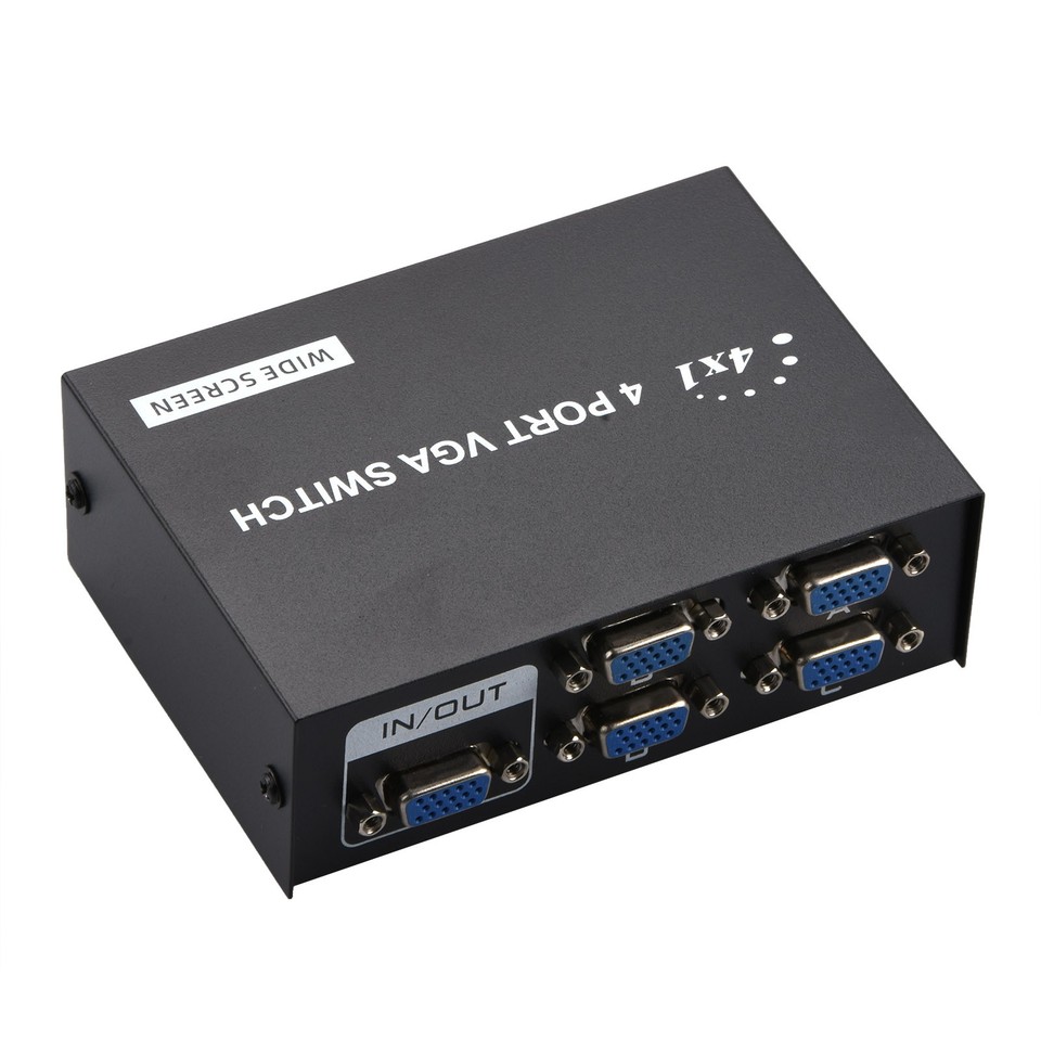 Computer Box Ports 4 Ports VGA SVGA Monitor Sharing Manual Switch Box Out For LCD PC TV ...