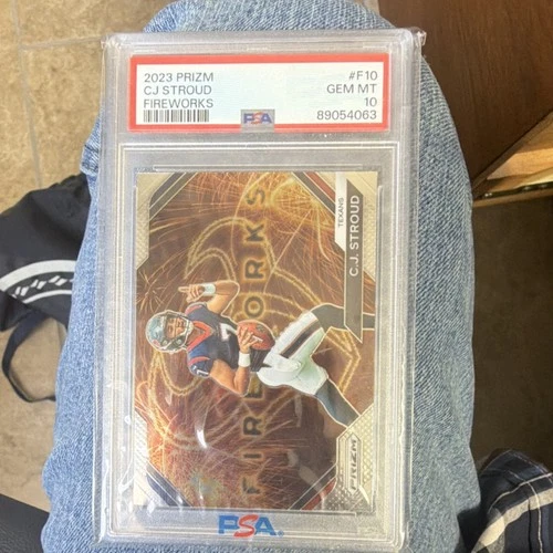 Panini Prizm Fireworks CJ Stroud #F-10 Rookie PSA 10 Houston Texans 2023