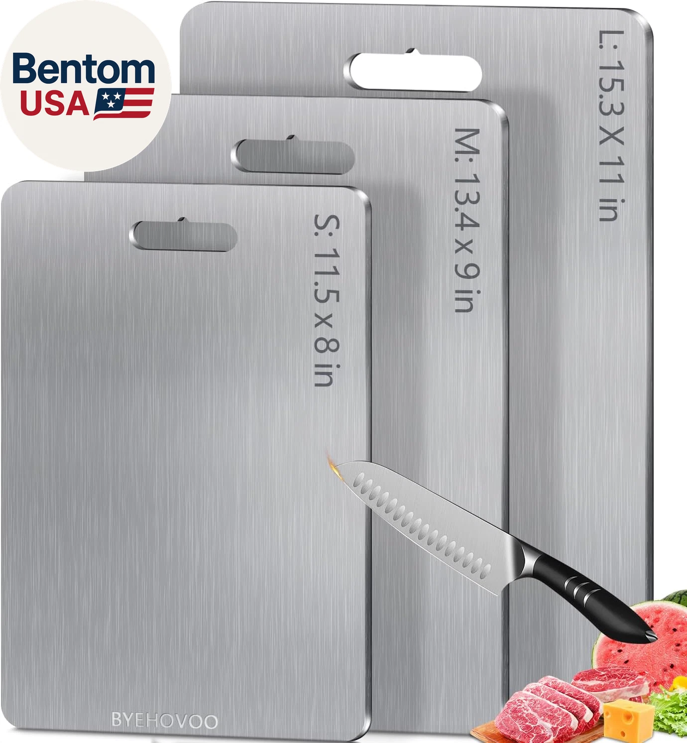 Titanium Cutting Boards for Kitchen [Set of 3], Double Sided Pure Titanium Cutti