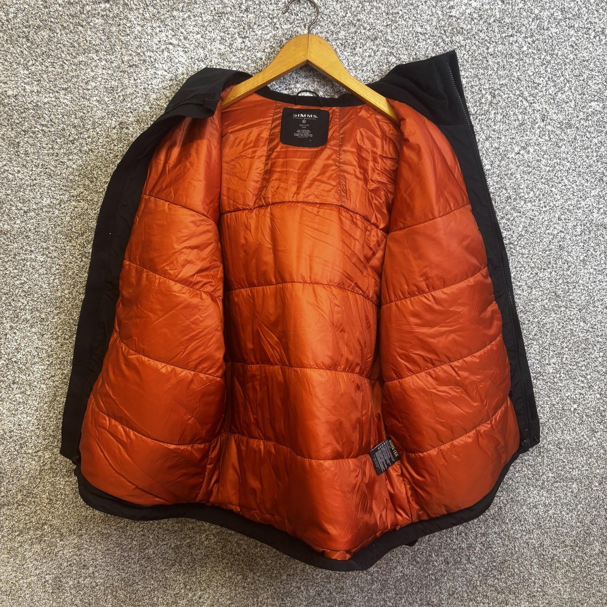 Simms Gore-Tex Guide Jacket Mens XL Black Hooded Fishing