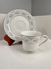 Sapphire Footed Cup and Saucer Set by Silverie Fine China