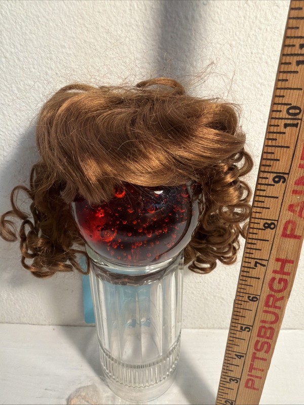 Doll Wig 10 11 Synthetic Mohair New Old Stock Auburn  Ringlets Bangs