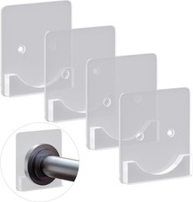 4 Pack Adhesive Shower Curtain Rod Holder,Tension Curtain Rod Bracket, Drill