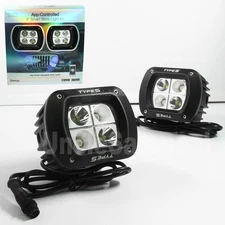 TYPE S 49 COLOR APP CONTROL 4" LED OFF ROAD WORK PODS FLOOD SPOT LIGHT KIT PAIR