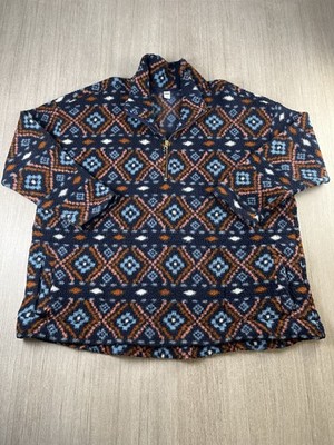 Old Navy Aztekenmuster geometrisches Stammesmuster Fleece Vintage Pullover Jacke 1/4 Reißverschluss 3XL