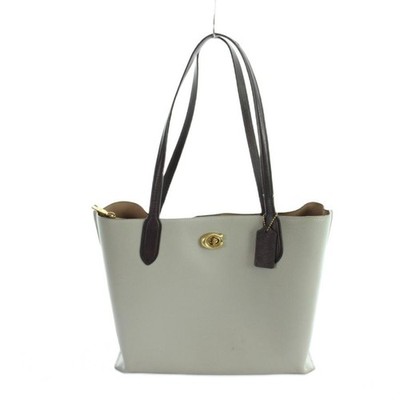COACH C0692 Willow Tote Colorblock Signature Canvas Leather Gray