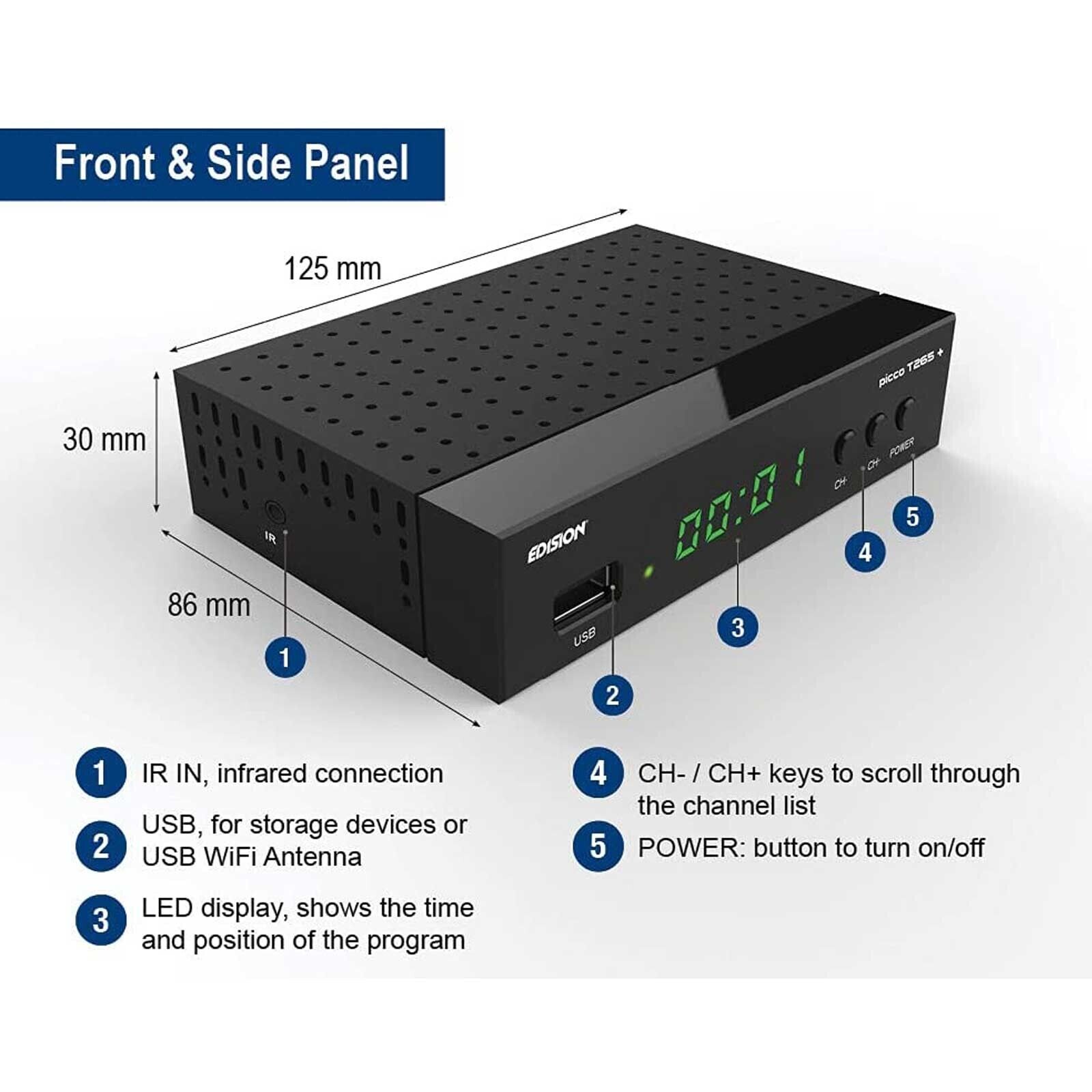 EDISION Picco T265 digital Receiver terrestrisch Kabel DVB-T2 C HDMI Scart