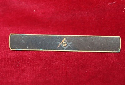 Vtg Masonic Tie Clip Vector Pin Bar G Symbol Masons Amita Gold Tone Freemason