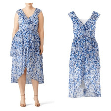 Rachel Roy Blue Floral Ruffed Tiered Dress - Women’s 8