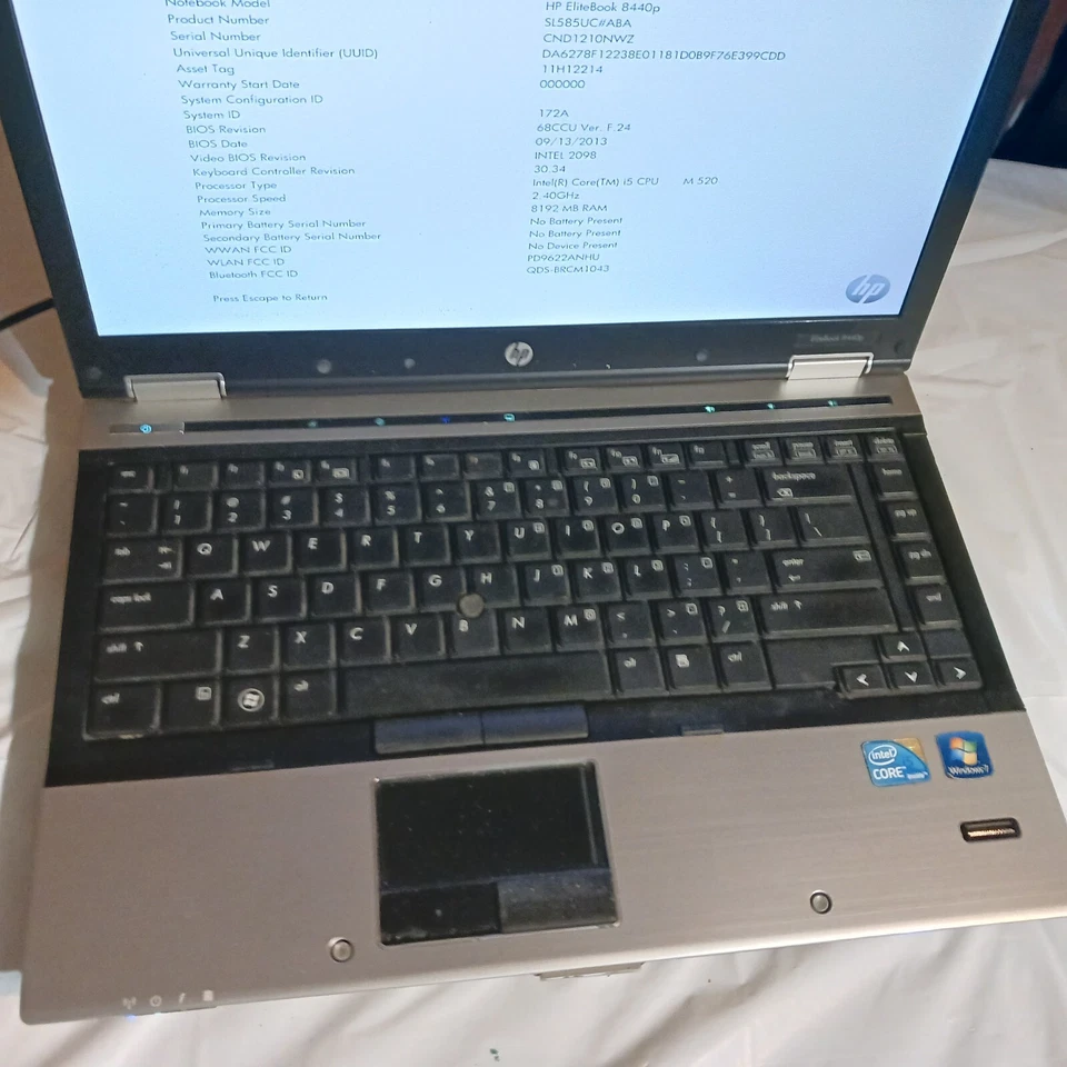 HP EliteBook 8440p i5-M520 @ 2.40GHz 4GB RAM No SSD or OS No BATTERY - Image 2 of 4