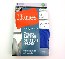 Hanes Ultimate Originals Womens Size 8 XL Cotton Stretch Hi-Legs Underwear 3 Pk