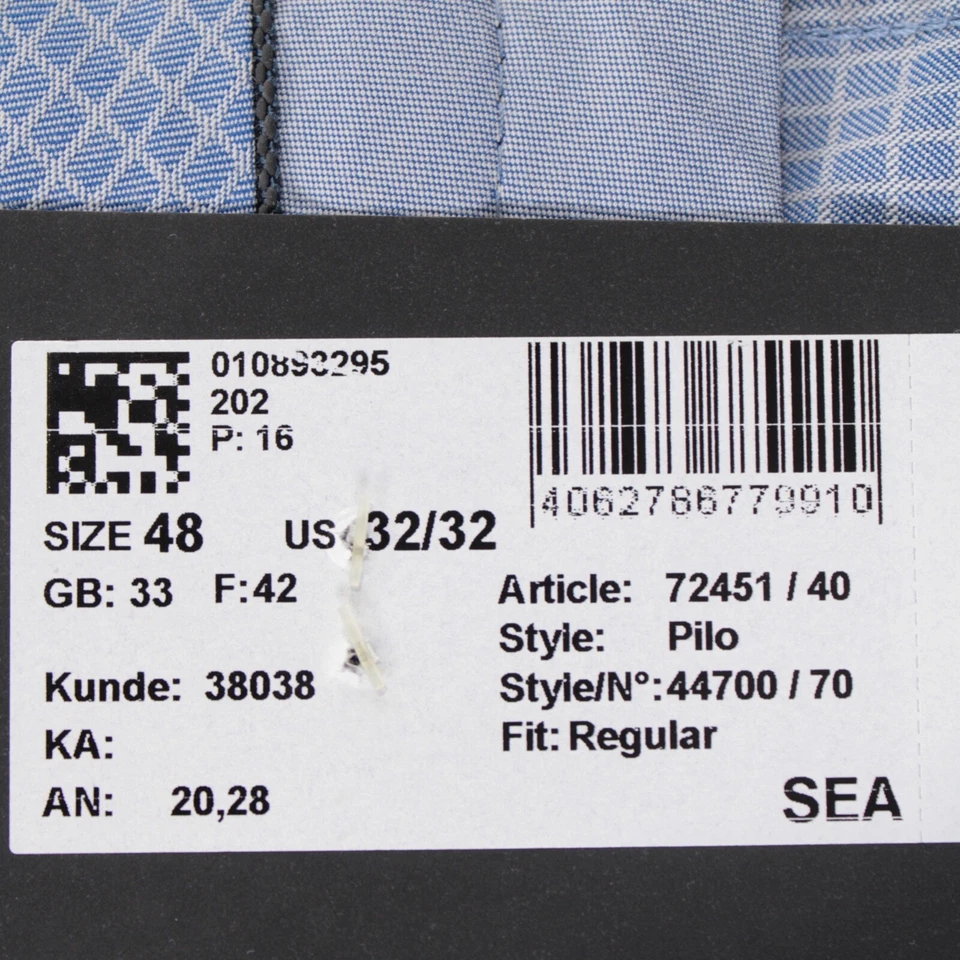 Pantalones chinos/informales Hiltl nuevos con etiquetas frente plano talla 48 32 US Pilo algodón azul liso Foto 4 de 4