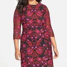 Adrianna Papell Embroidered RED MULTI Size 2 #251 NWT