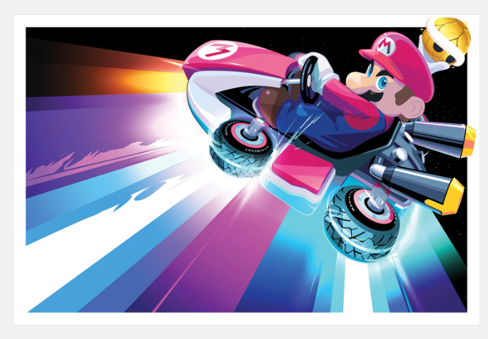 Super Mario Bros Kart Yellow Shell Poster Giclee Print Art 18x12