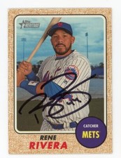 SIGNED BASEBALL CARD AUTO TOPPS 2017 HERITAGE RENE RIVERA NEW YORK METS #682