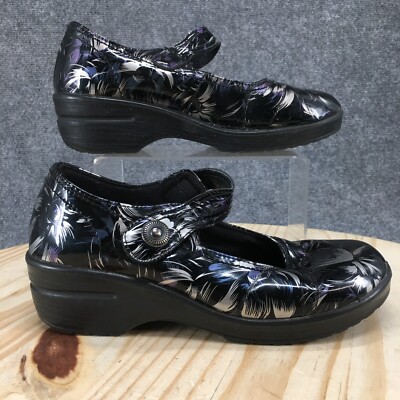 Easy Street Shoes Womens Wide Mary Jane Black Hook Loop Casual Block  Heels