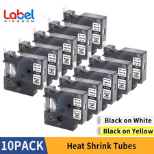 18053 18055 Heat Shrink Tube Sleeving 3/8" Black on White for DYMO Rhino 3000