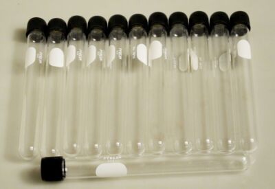 Pyrex Screw Cap Test Tubes #9825 20ml 150mm x 15mm Lot of 12 New