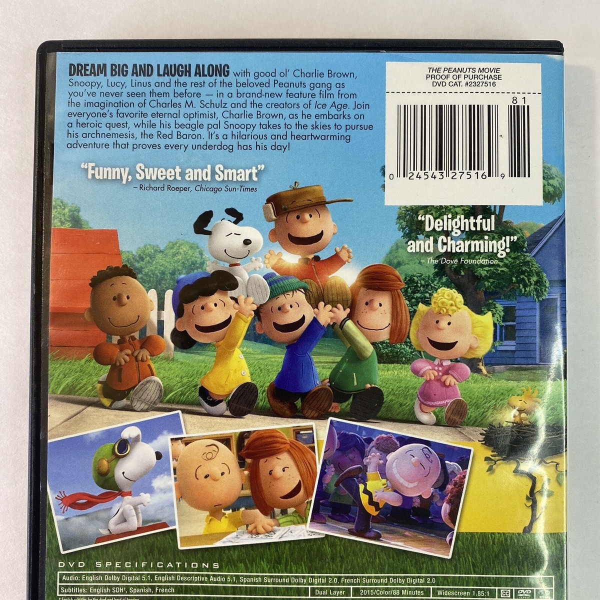 The Peanuts Movie (DVD, 2015) Animated Widescreen Kristin