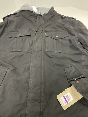 LEVI'S MEN'S XXL HOODED JEAN JACKET BLACK MSRP $200