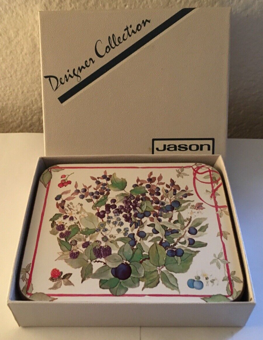 Set of 6 Jason Designer Collection Blueberries Cork Backed Coasters
