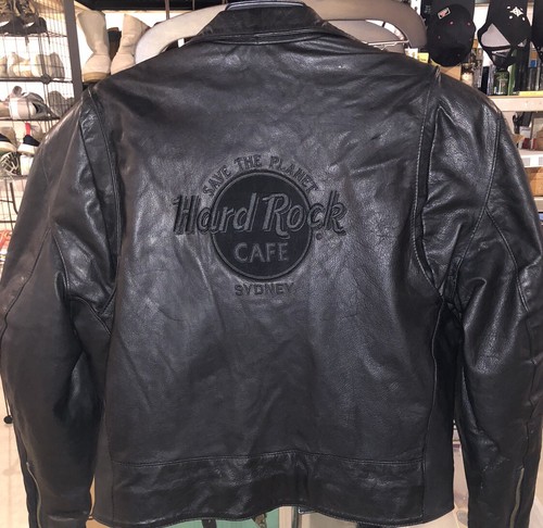Hard Rock Cafe Vintage Leather Biker Jacket Sydney Australia 1992 Men’s Sz Large - Picture 6 of 14