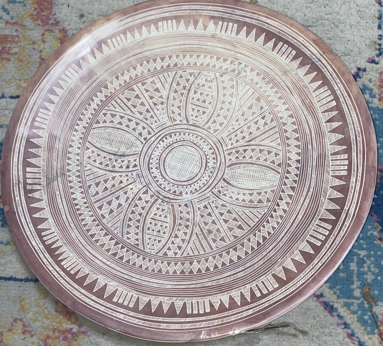 Beautiful Kenyan Soapstone Plate (Charger) And Carved And signed AHL