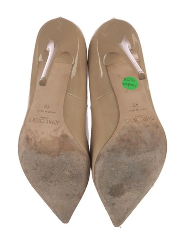JIMMY CHOO Anouk Nude Patent Leather Pumps Size 10 IT 40 Good Used Condition - Picture 5 of 5