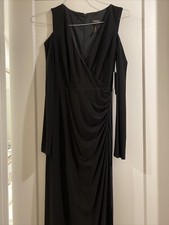 NEW LAUNDRY BY SHELLI SEGAL Cold Shoulder Jersey Gown Size 4 Black 245