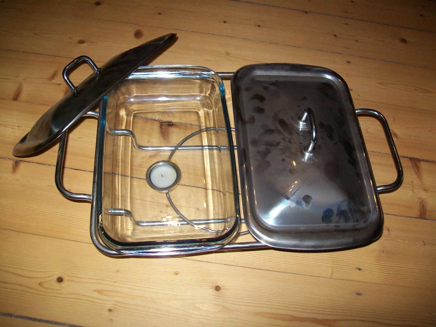 Marinex Speisenwärmer mit Glaseinsätzen / Chafing Dish 2-flammig, 2x ca. 1,5 l