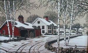 Kay Dee Hand Prints 100 Pure Linen Wood Framed 18x12 Red Barn