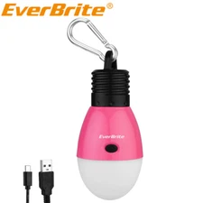 EverBrite Rechargeable Camping LED Bulb Pink 3 Lighting Modes USB LED Tent Light
