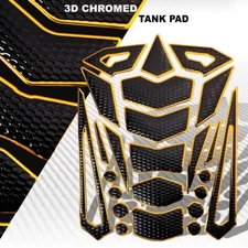 24PC CUSTOM 3D FUEL/GAS TANK PAD PROTECTOR DECAL PERFORATED BLACK+CHROMED GOLD