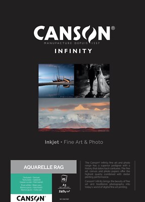 Canson Aquarelle Rag 240 - A3 - 25 Blatt - C206121029 - Fine Art - Fotopapier