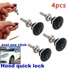 4 Push Button Quick Release Hood Bonnet Pins Lock Clip Auto Car Bumper Latch Kit