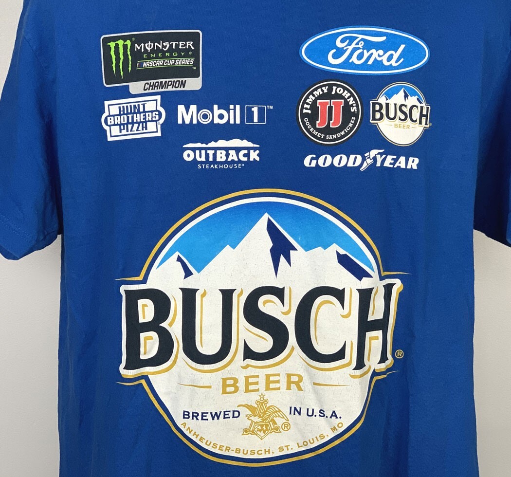 Kevin Harvick Busch Beer Ford Monster Energy Jimmy Johns T Shirt Mens Large  | eBay