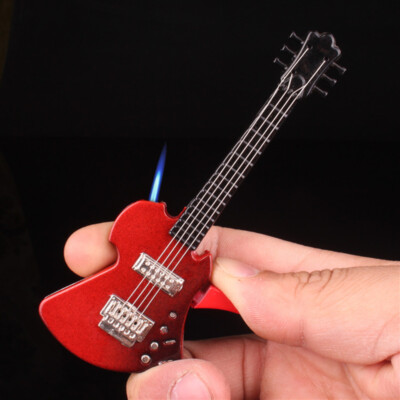 Creative Personality Guitar Shape Cigarette Torch Lighter Jet Flame  Collectibles