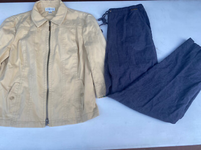 Women s St. John Sport Set 2Pc Full Zip Jacket M Drawstring Pants M Waist 31x28