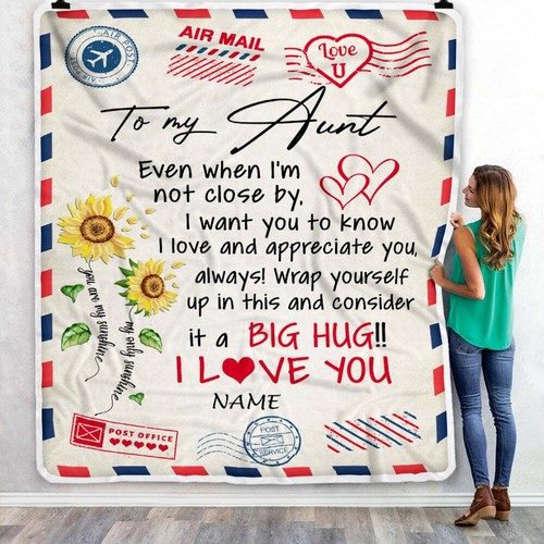 Personalized To My Aunt Birthday Custom Sunflower Mail Letter Blanket For Aunt - Picture 3 of 4
