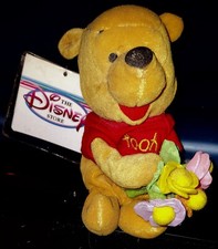 Disney Store Winnie The Pooh "Flower Pooh" 8" Bean Bag Plush  Free Shipping 