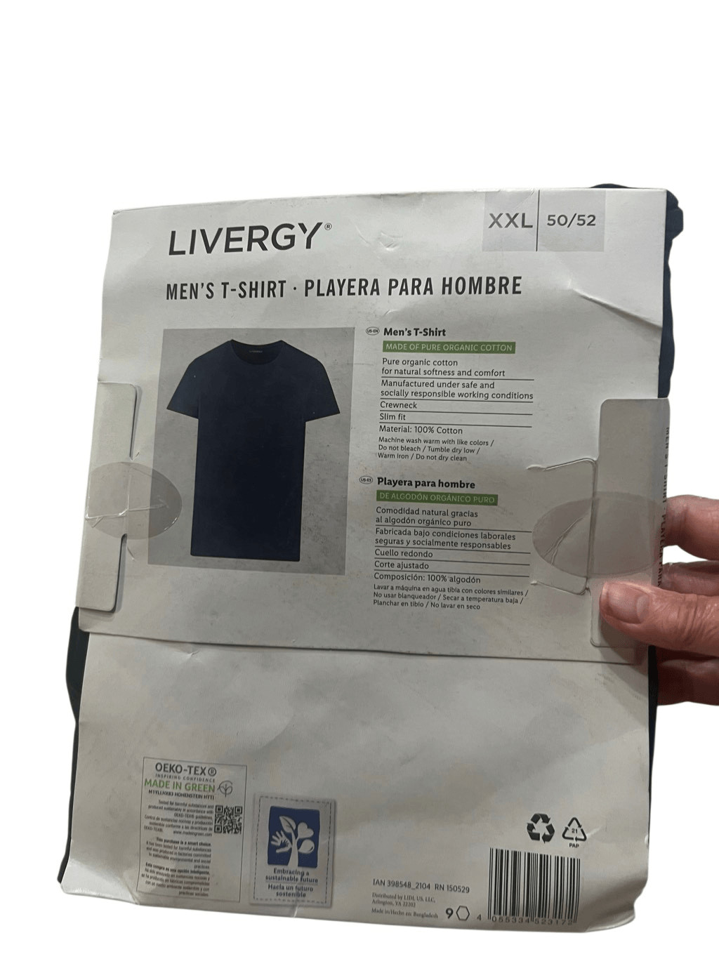 Livergy Men’s Cotton Tee shirt Navy Sz 50-52 NWT image 2