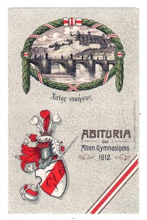 Studentika Ansichtskarte Abituria Altes Gymnasium Würzburg 1912