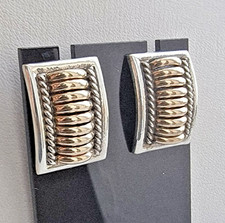 TOM CHARLEY TRADITIONAL NAVAJO STYLE 925 STERLING SILVER GOLD PLATED EARRINGS