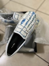 AMIRI Mens Slip-On Leather Patchwork Shoes Wh...