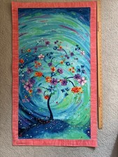 Wall Hanging Swirling Pastel and Flowers
