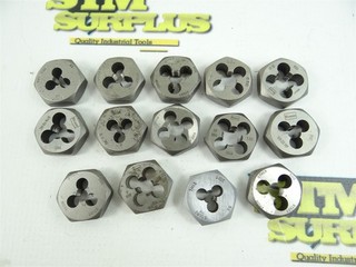 LOT OF 14 ASSORTED HSS 1" HEX DIES M4 X 0.7 TO M10 X 1.25 HANSON