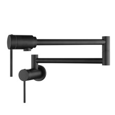 Black Wall Mount Pot Filler Faucet 360 Swivel Folding Swing Arm Built Bearing