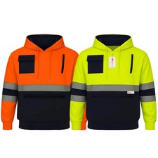 Hi Vis Multi Pocket Hoodie 300gsm Thermal RIS-3279-TOM Rail Safety PPE Site Work